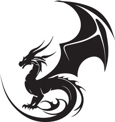 Minimal Black Dragon Vector – Fantasy Tattoo Silhouette

Mythical Dragon Icon – Asian Style Silhouette Design

Small Tribal Dragon Emblem – Monochrome Vector Art

Black Dragon Logo – Esports Fantasy S