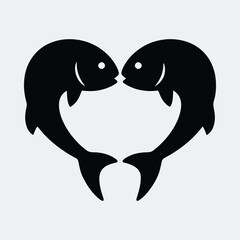 Silhouette fish couple forming heart shape vector illustration