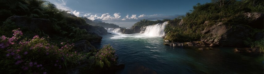 Waterfall adventure hdr panorama nature 360°