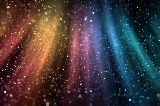 Glittering sparkles on a multicolored wave with a dreamy, magical feel and soft bokeh effects
