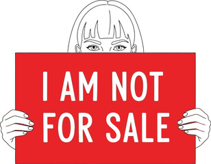 I am not for sale sign anti trafficking awareness illustration