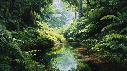 Fototapeta premium green forest in the morning