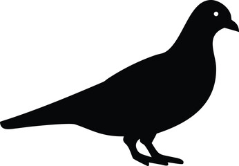 Minimalist Black Dove Standing Silhouette on White Background Art