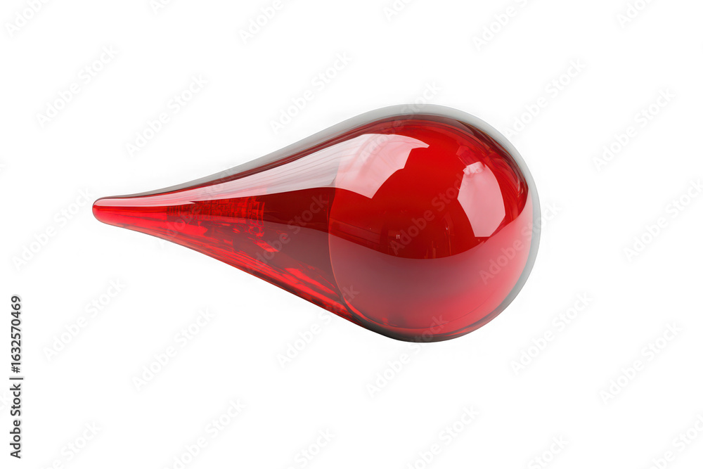 Aufkleber abstract red teardrop shape with glossy surface on black background