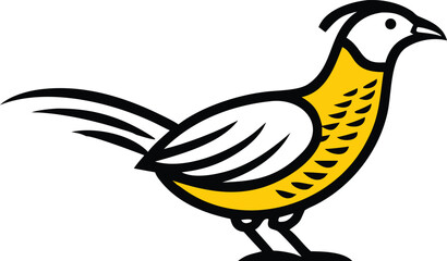 Bird Isolated Style with Yellow Neck on White Background