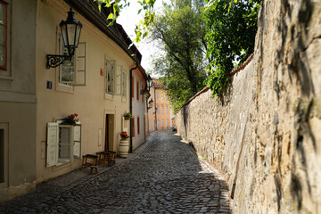 Novy svet in Prague, Czech Republic is a narrow romantic and unique street located near the Prague Castle