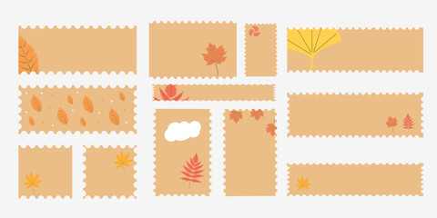 Autumn season set of vector wavy labels. Vector illustration
