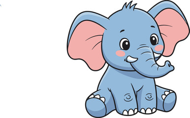 Fototapeta premium Colorful Cartoon Style Cute Baby Elephant Digital Illustration with Soft Whimsical Colors for Children’s Books Educational Materials Nursery Decor and Animal-Themed Merchandise