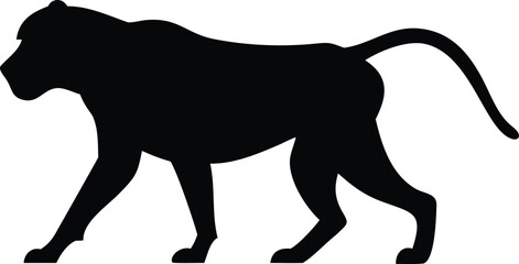 Obraz premium Baboon silhouette is walking on a plain background, its tail extended