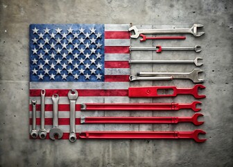 American flag made of tools symbolizing patriotism and skilled labor