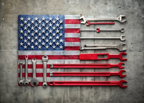 American flag made of tools symbolizing patriotism and skilled labor
