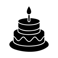 A Delicious Two Tiered Birthday Celebration Cake with a Single Lit Candle on Top