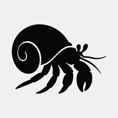 Fototapeta premium Silhouette hermit crab crawling monochrome design vector illustration