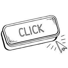 Click button with cursor, isolated on white background