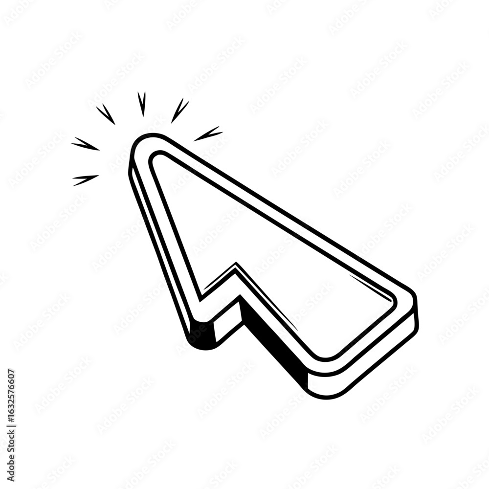Aufkleber illustration of a cursor isolated on white background for computer interaction