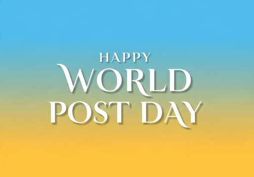 Celebratory theme for world post day with vibrant blue and yellow gradient background