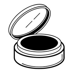 Illustration of an open cosmetic cream container isolated on white background