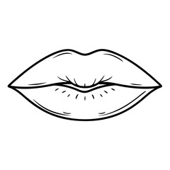 Illustration of human lips isolated on white background, simple and elegant
