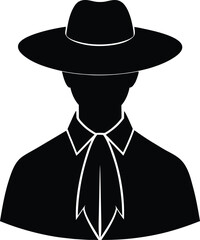 black silhouette a traditional hat on white backgr.eps