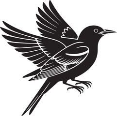 Fototapeta premium Black raven or crow sitting on a branch, a simple vector illustration of a wild bird silhouette