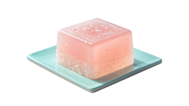 Pink cube dessert isolated on transparent background