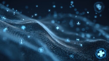 digital healthcare data flow wave