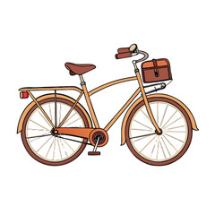 Vintage bicycle with basket and saddle transportation brown