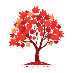 Autumn maple tree with red and orange leaves vector