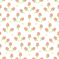 Seamless Pixelated Floral Pattern on Black