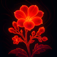 Vibrant Neon Kalanchoe Flower with Glowing Outline