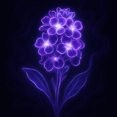 Fragrant Neon Stock Flower with Glowing Outline