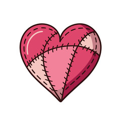 Pink stitched heart shape with varied shades patches love