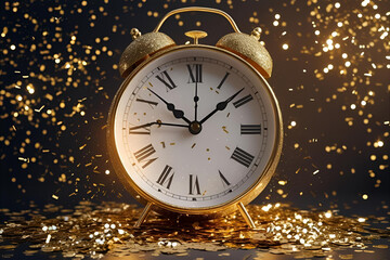 Clock Striking Midnight with Glitter Confetti - 1