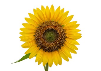 Close-up of a vibrant sunflower against a white background.