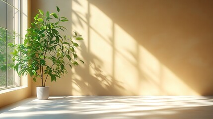 Light Brown Background with Soft Lighting and Shadows for Product Display Empty Space in Studio Setting