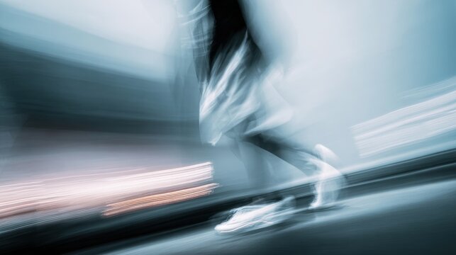 Train travels at high speed through an underground tunnel at night