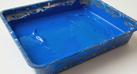 Obraz premium Blue paint in tray