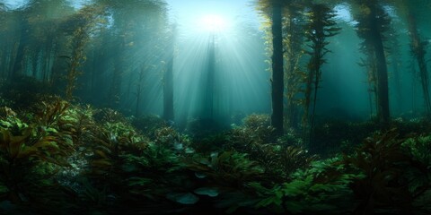 Obraz premium Exploring underwater forests in 360° hdr