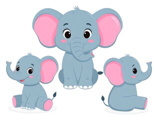 Cute baby elephants in various poses