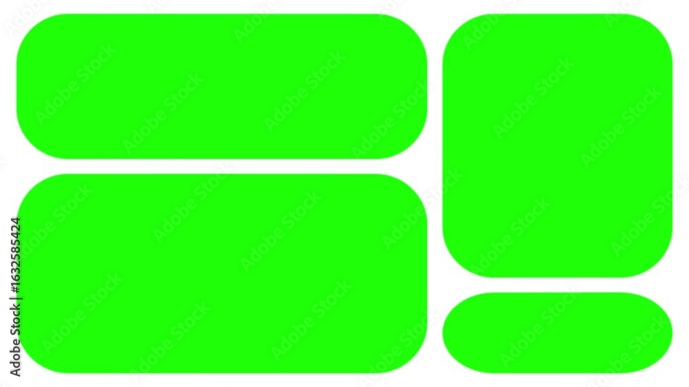 Aufkleber collage or grid green screen 4k animation native design elements, simple bento grid ui layout design