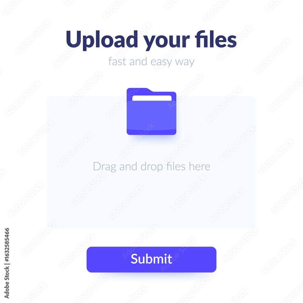 Poster upload files form with submit button, icon ui design