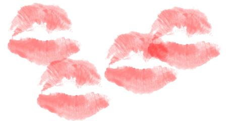 Red lipstick print, soft dual kiss stamp for romantic beauty product branding and makeup design marketing visuals
