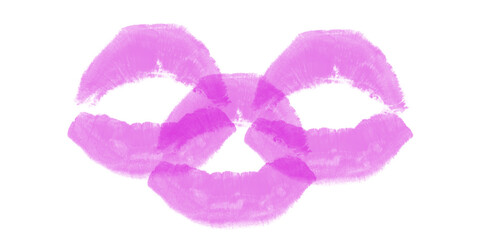 Pink lipstick print, vivid beauty kiss mark illustration for cosmetic branding and love-themed romantic fashion design elements
