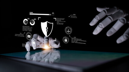 AI artificial intelligence strengthens cybersecurity with intelligent threat detection, virtual...