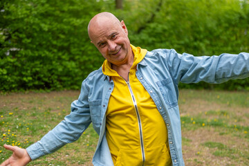 Happy old senior man 60-65 years old smiling, positive emotion, self care, natural aging beauty,...