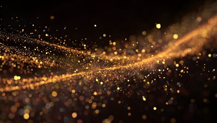 Obraz premium Golden Glittering Light Particle Flow