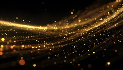 Golden Glittering Light Particle Flow