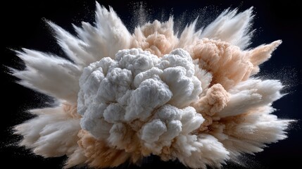 An explosion bursts with vibrant flames and thick smoke, illuminated dramatically, creating an intense visual experience against black