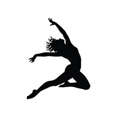 Silhouette of a graceful dancer in mid leap