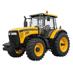 Obraz premium Yellow tractor front three quarter view isolated on transparent background